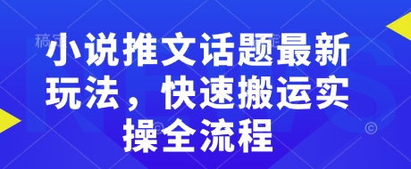 小说推文话题最新玩法，快速搬运实操全流程-天天项目库