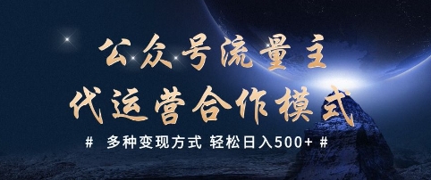 公众号流量主代运营  多种变现方式 轻松日入5张【揭秘】-天天项目库