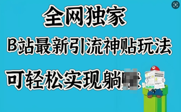 全网独家，B站最新引流神贴玩法，可轻松实现躺Z-天天项目库