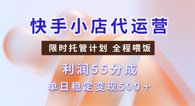 快手小店代运营3.0，模式新升级，收益55分，稳定单日5张【揭秘】-天天项目库