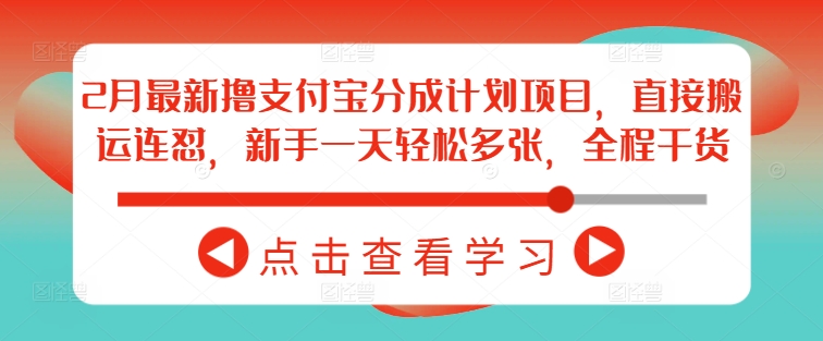 2月最新撸支付宝分成计划项目，直接搬运连怼，新手一天轻松多张，全程干货-天天项目库