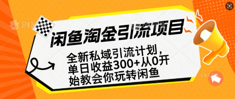 闲鱼淘金私域引流计划，从0开始玩转闲鱼，副业也可以挣到全职的工资-天天项目库