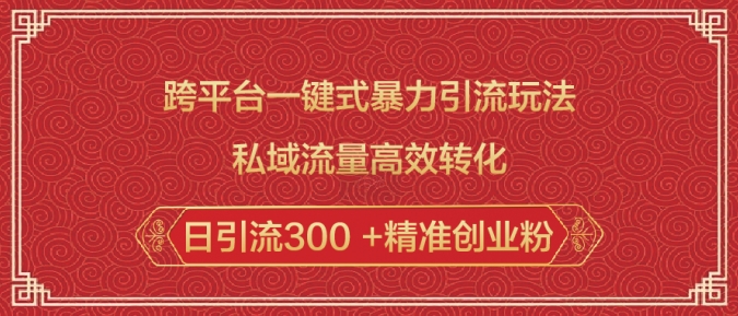 跨平台一键式暴力引流玩法，私域流量高效转化日引流300 +精准创业粉-天天项目库