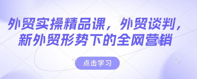 外贸实操精品课，外贸谈判，新外贸形势下的全网营销-天天项目库